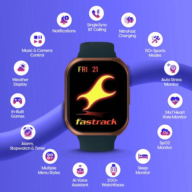 Fastrack Revoltt FS1+|2.01” Biggest UltraVU Display|Industry Best 950 Nits|BT Calling Smartwatch
