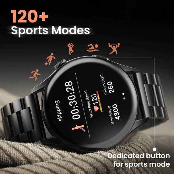 Boult Striker Pro 1.43″ AMOLED, BT Calling, Working Crown, 750 Nits, Metallic Frame Smartwatch
