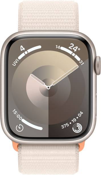 Apple Watch Series 9 GPS + Cellular 45mm Starlight Case & Starlight Sport Loop