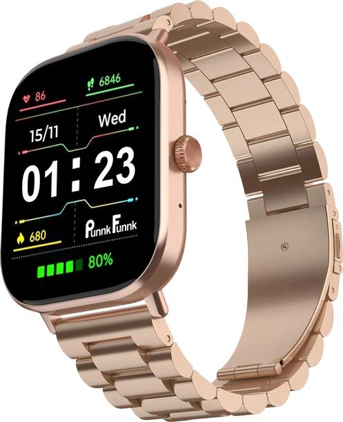 PunnkFunnk H9 Golden Full Screen Touch Watch, Bluetooth calling, Health & Fitness, Fashion Smartwatch