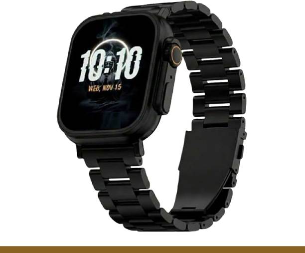 Wingsters T800 Metal Black Ultra Smartwatch Stainless Steel, BT Calling, Fitness & Music Smartwatch