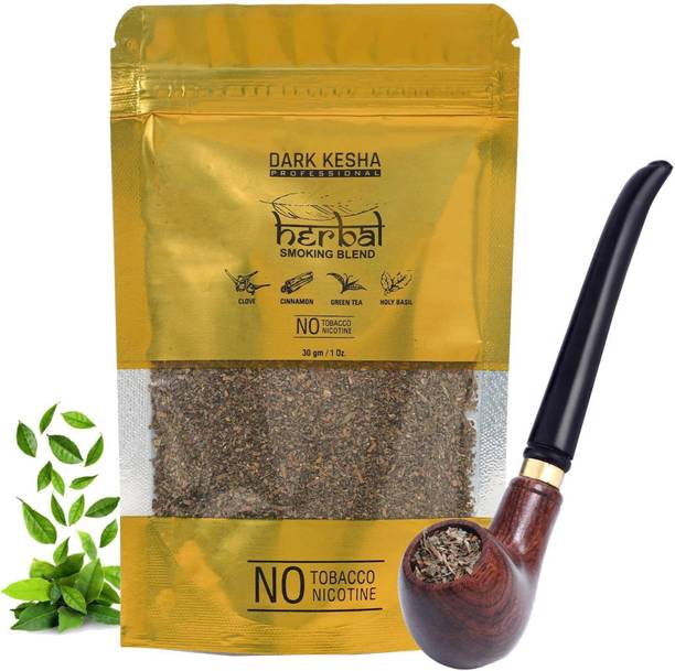 Dark kesha Organic Smoking Blend Herbal Mixture 30G With Brown Smoking Pipe Wooden Material Smoking Cessations