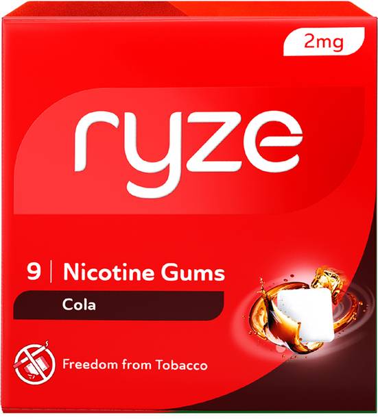 Ryze 2mg (Cola Flavor) Gums Single Pack - 9 Gum Blister Smoking Cessations