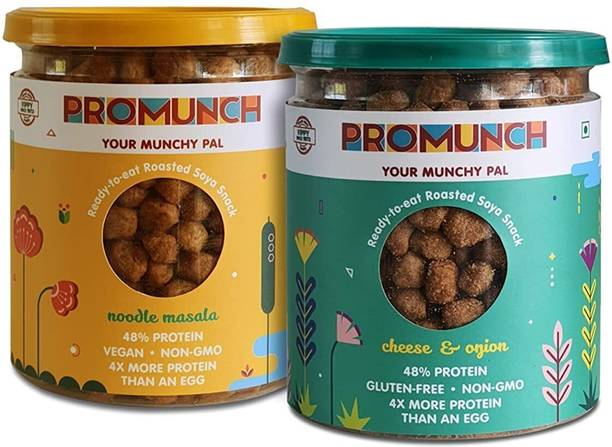 PROMUNCH Ready to Eat Roasted Soya Snack Noodle Masala with Cheese & Onion Healthy Snacks
