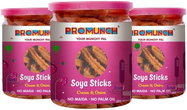 PROMUNCH Soya Sticks| Crispy snacks| Namkeen chips | No Palm Oil And Maida| Cream & onion