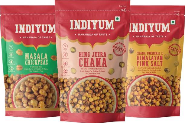 Indiyum Chana Combo Pack Hing Jeera, Masala Chick Pea, Turmeric Himalayan Pink Salt BQ