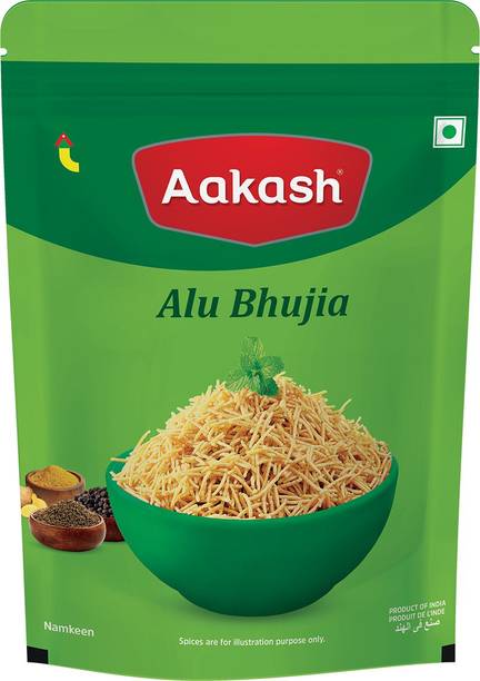 AAKASH Alu Bhujia |Light & Pudina Flavor Bhujia Namkeen | Pack of 2 | 350 Gm Each