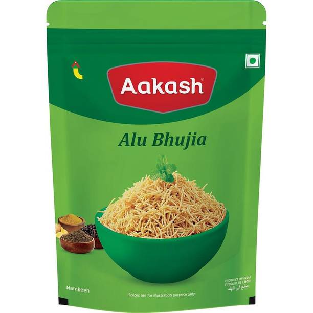 AAKASH Namkeen Aloo Bhujia |Made from mildly spicy Potato and Gram Flour | 900 Gm Aloo Bhujia