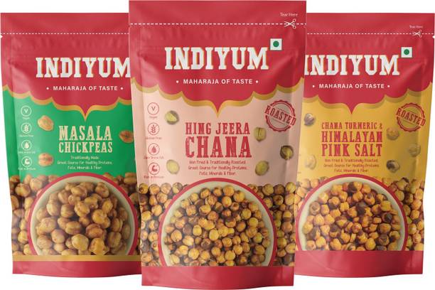 Indiyum Chana Combo Pack Hing Jeera, Masala Chick Pea, Turmeric Himalayan Pink Salt