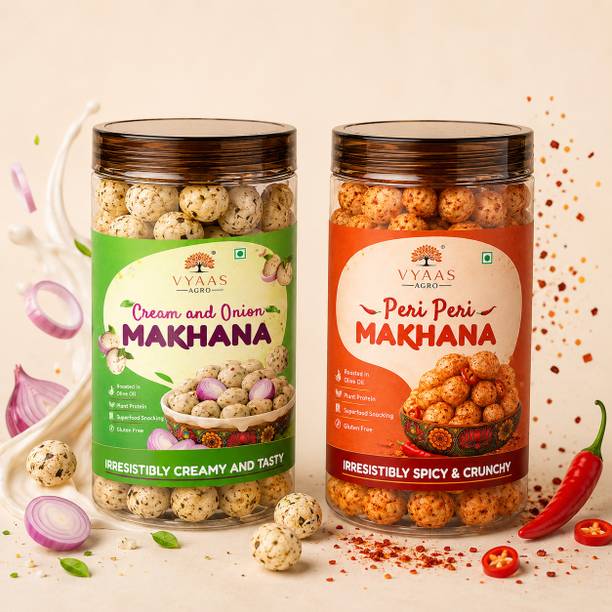 VYAAS AGRO Assorted (Peri peri, Cream & onion) Roasted Makhana