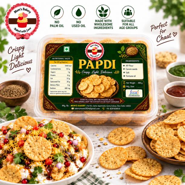 MOM'S BAKERY Crispy Papdi for Chaat | Traditional Indian Papdi | Ready-to-Eat Snack Papadi