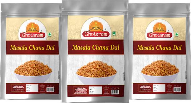 GHOTARAM Organic Masala Chana Dal Namkeen Fried Split Chana Dal Namkeen Snack-250g*3Pack