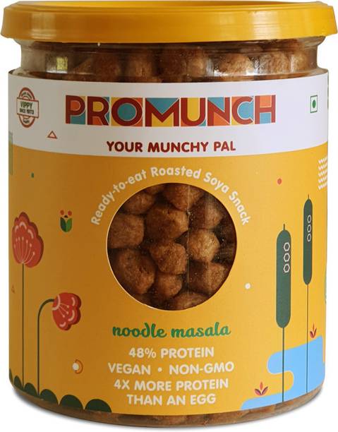 PROMUNCH Ready To Eat Roasted Soya Snack Noodle Masala Healthy Snacks, 150G