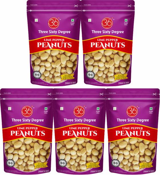 Three Sixty Degree Lime & Pepper Peanuts 140Gm X 5 = 700Gm | Khara sing | Mungfali |Crunchy Peanut