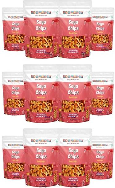 PROMUNCH Soya Chips Peri peri Crispy snacks Namkeen savoury chips No Palm Oil And Maida