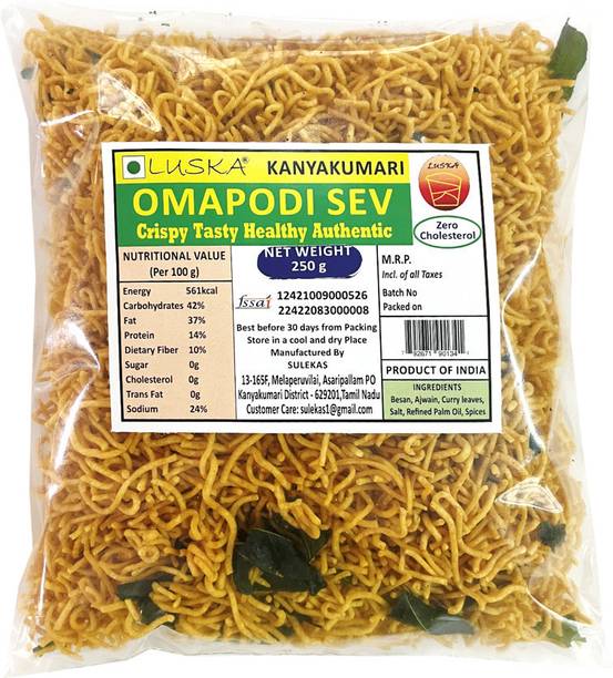 LUSKA Kanyakumari Crispy Omapodi Thin Sev Namkeen | South Indian Sev | Besan Sev