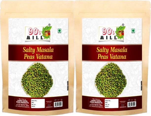 90's MILL Hara Matar Green Salty Masala Peas Vatana Chakhna Cocktail Snacks-150g*2Pack