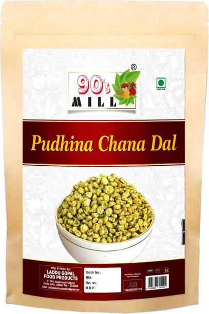 90's MILL Organic Chatpata Mint Chana Dal | Organic Namkeen | Rajasthan Namkeen-350g*1Pack