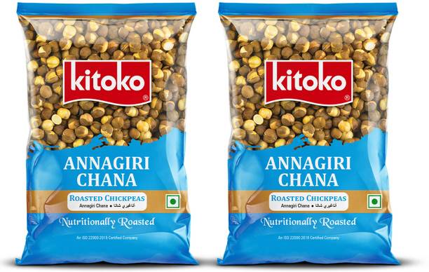 Kitoko Roasted Annagiri Chana Unsalted | Desi Chickpeas With Skin | Namkeen Bhuna Chana