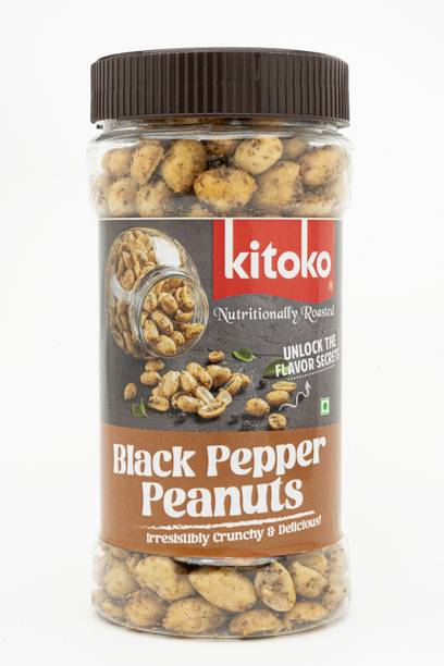 Kitoko Canned Black Pepper Roasted Peanuts, Namkeen Flavoured Peanuts, Crunchy Peanuts