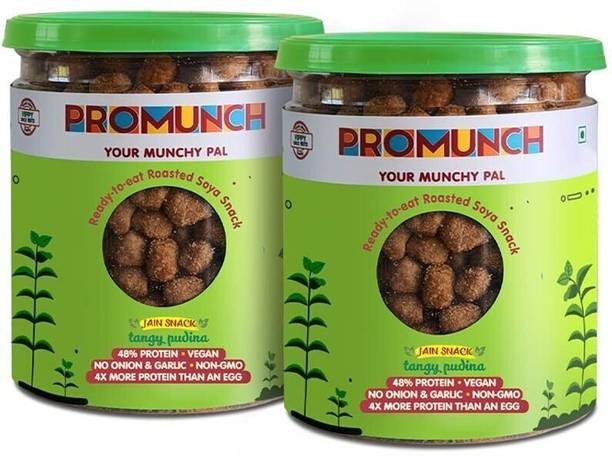 PROMUNCH Ready To Eat Roasted Soya Snack Tangy Pudina Healthy Snacks 150g Each