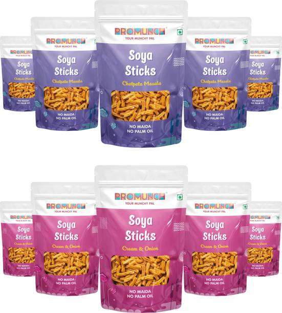 PROMUNCH Combo Pack - Soya Sticks (Chatpata Masala , Cream onion)