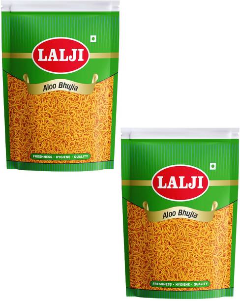 lalji Aloo Bhujia 800Gm (400Gm x 2) Bikaneri Namkeen Spicy and Crispy Healthy Snack