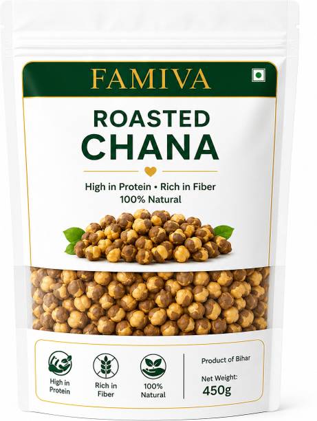 Famiva Roasted Chana 450g | Roasted Bengal Gram | Crunchy Ready to Eat Snack Chana