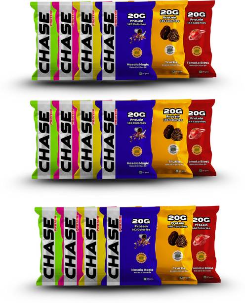 CHASE PROTEIN High Protein & Fiber Low Calorie Assorted Flavours 20g Crispy Not Fried Baked
