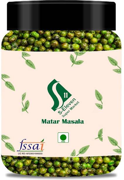 S Eleven Super Market Crispy Fried Green Masala Peas Jar/Vatana/Matar Namkeen Green Peas