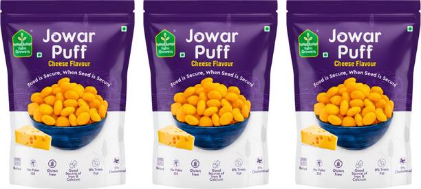 FarmGrowers Cheese Jowar Puffs | Savory & Crunchy Snack | Gluten-Free, High-Fiber