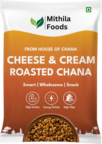 MITHILA FOODS Cheese & Cream Roasted Chana | Crunchy Vegan Snack | High Protein | Bhuna Chana