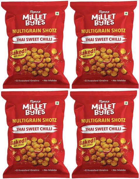Manna Millet Bytes Multigrain Shotz - Baked No Maida Puff Snack | Thai Sweet Chilli
