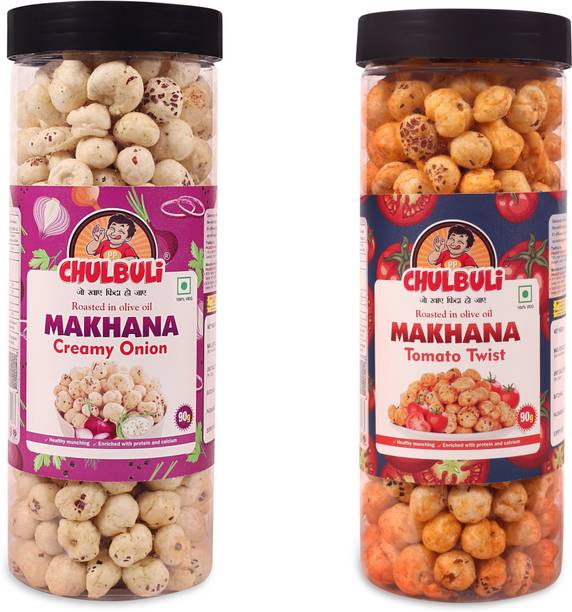 ppchulbuli Combo Of Creamy Onion & Tomato Twist Makhana Roasted in Olive Oil Lotus Seeds(Makhana)