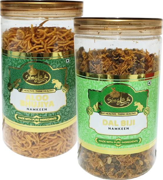 singla's Aloo Bhujia 200g Dal Biji 250g Combo Pack of 2 Namkeen