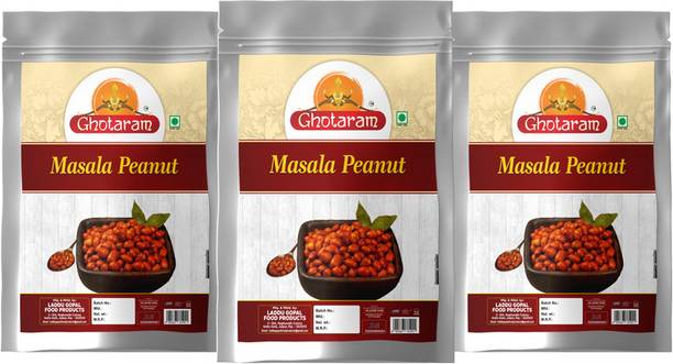GHOTARAM Peanut Salted Masala Moongfali Nut Cracker Namkeen Snack Masala nuts-250g*3Pack