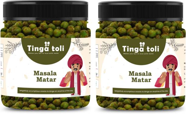 TINGA TOLI Masala Green Matar Roasted Peas Spicy & Crunchy Roasted Green Peas|Jar Pack]