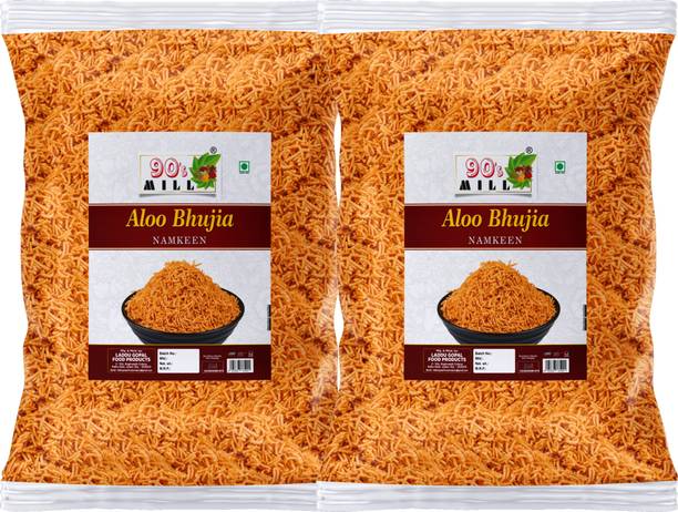 90's MILL Aslee Rao Bikaner Organic Alu Bhujiya Bhujia Aloo bhjiya Namkeen Sev-350g*2Pack Aloo Bhujia