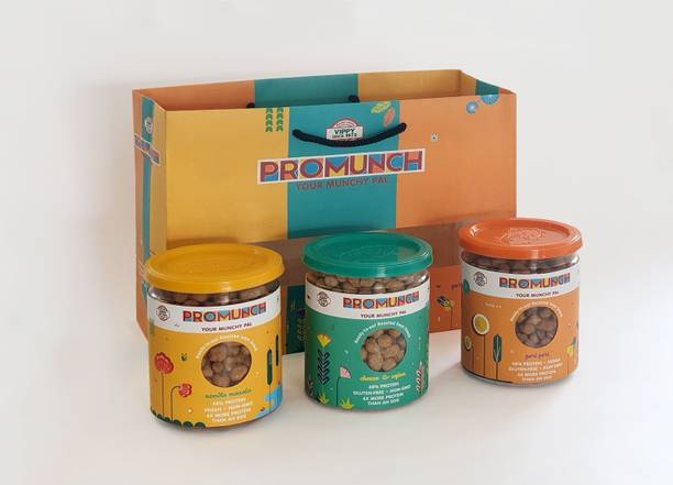 PROMUNCH Gift Pack (Pack of 3-Cheese & Onion, Peri-Peri, Noodle Masala - 150G Each)