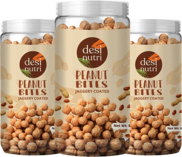 DesiNutri Peanut Bites Jaggery Coated Combo Pack | Ready to Eat Peanut Bites Snacks