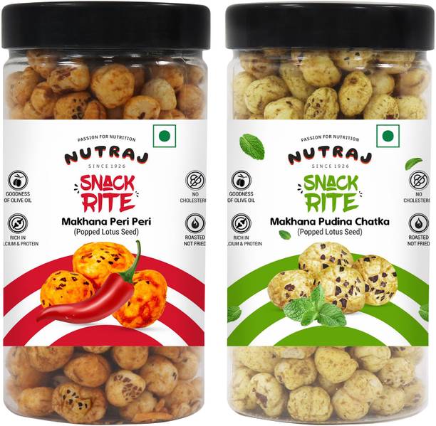 Nutraj Roasted Makhana Pudina Chatka, Mint Foxnut, Spicy Peri Peri Foxnut