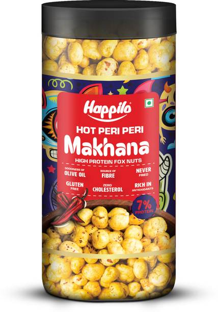 Happilo Makhana Superhot Peri Peri Jar, Roasted Foxnut, Gluten Free, Vegan Healthy Snack