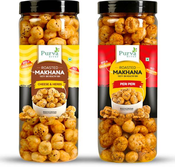 PurvaBite's Flame Roasted (Cheese & Peri Peri) Flavoured Makhana 228g