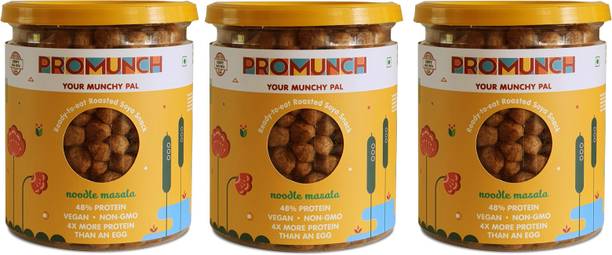 PROMUNCH Ready To Eat Roasted Soya Snack Noodle Masala Healthy Snacks, 150G Each