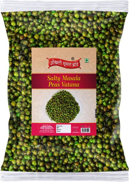 okhli musal brand Green Peas Vatana Namkeen Snack Fried Green Salty Spicy Masala Peas-300g*1Pack