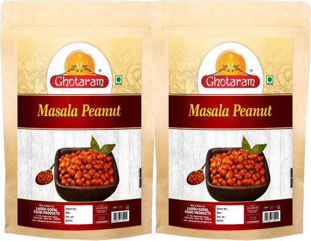 GHOTARAM Coated Mirch Masala Fried Masala Peanuts Crispy Crunchy Chatpata Nuts-150g*2Pack