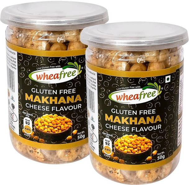 wheafree Gluten Free Makhana - Cheese Flavour |Roasted Snack |Pack of 2 (50g ea)