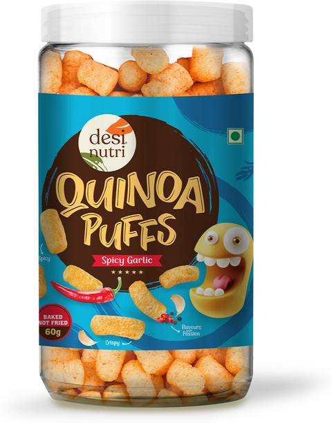 DesiNutri Quinoa Puffs Spicy Garlic | Ready to Eat Quinoa Snacks