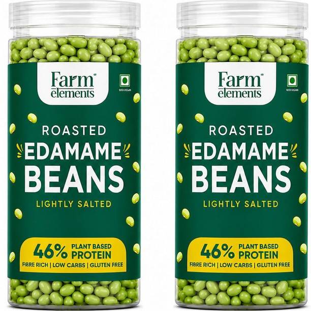FARM ELEMENTS Roasted Edamame Beans | Lightly Salted | High Protein Snack | Gluten Free Beans (Salted/Roasted)