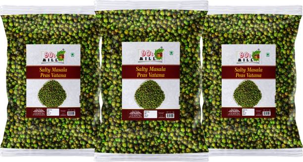 90's MILL Namkin Matar Vatana Chatpata Salty Masala Green Matar Party Snack-250g*3Pack